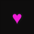Two pink pixelated hearts on black background with cyan text 'Katie' and grayscale handwritten-style text below.