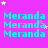 repeated cyan 'Meranda' text on a bright pink background with scattered white and light purple stars