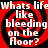 Four identical red and black spiral backgrounds with white text reading "Whats life like bleeding on the floor?" arranged in a