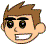 Pixelated cartoon-style buddy icon of a male character with brown hair, black eyebrows, large eyes, and an open mouth showing teeth against a gray background.