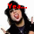 A four- shows a person with long dark hair and black clothing making expressive gestures, each containing red text