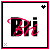 Pixelated icon with black text 'Bri' overlaid by pink scribbles, framed in red and black borders with corner symbols.