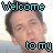 Animated pixel art of a person with text 'Welcome to my life' in cyan, showing sequential changes where the face and text shift position across frames.