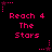 Pixelated pink text "Reach 4 The Stars" repeated across a black background with small star symbols at corners and midpoints.