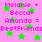 Pink background with green stars and repeated pink text reading "Melanie + Becca + Amanda = BestFriendsBestFriends".