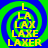 Four identical display a yellow text spiral on a blue-green gradient background with a central blue dot