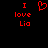 Red pixelated text and heart symbol on black background, with text reading "I love Lia" in two identical vertical arrangements.