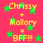 Static image with red background, green stars, and yellow text reading "Chrissy + Mallory = BFF!!!" repeated twice.
