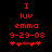 Red pixelated text and symbols on black background with animated heart pattern change.