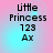 Four display 'little Princess 123 Ax' text over a pink and cyan gradient background with subtle pixelated effects