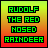 Pixel art icon of a blonde woman with antlers, red nose, and blue eyes wearing green-and-red outfit against gradient background.