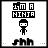 A black-and-white pixel art animation of a ninja character with changing poses and background elements, including snowflakes and dots.