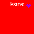 Red background with four white 'kone' text elements, each paired with a distinct blue pixel pattern: heart, starburst, scattered dots, and no symbol.