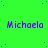 Green background with blue dots and purple text reading 'Michaela' repeated in a pattern