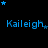 Blue text 'Kaleigh' with blue and dark blue stars on black background, stars animate in three