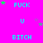 Bright pink background with cyan text and green stars; repeated words 'FUCK', 'BITCH', 'U' arranged in pattern