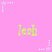 Pink background with repeating light green text 'leah' and light blue star-shaped icons with dotted lines.