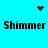 Pixelated cyan background with four 'Shimmer' text blocks and two distinct black pixel clusters in top and middle positions.