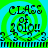 Four identical display a pixelated 'CLASS of 2009' text over green and cyan spiral backgrounds with black striped borders