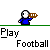 Pixelated character in blue shirt holds brown object, surrounded by soccer balls and yellow flags on gray background with green horizontal line.