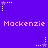 Purple background with repeated pink text 'Mackenzie' and white/purple star-shaped pixel art elements arranged in a pattern
