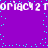 Purple background with cyan pixel dots scattered across, displaying repeated white text 'orlach 2' in a distorted, glitchy style.