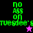 Green pixelated text 'no ass on tuesdee' appears over black and purple backgrounds with a small star icon changing from pink to black.