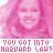 repeated pink-tinted images showing a smiling person with long hair, accompanied by pixelated text reading "YOU GOT INTO HARVARD LAW?" and "WHAT LIKE IT'S HARD?" in alternating
