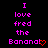 Pixelated text in bright pink and red on black background, with a heart symbol replacing the 'a' in 'Banana' on the right side.