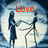 Two pixelated figures holding hands under a red 'Love' text on a blue and white gradient background.