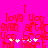 Red pixelated text on bright pink background with white heart symbols, repeating 'love you even after' in a distorted pattern.