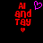 Pixelated red text 'AI and TAY' with a small red heart below, flanked by a pink pixelated heart above on black background.