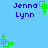 Blue background with repeated 'Jenna Lynn' text and green square-based animations. Green shapes shift positions across observations.