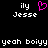 Pixelated text and symbols on black background with pink heart symbol above 'Jesse' in white pixel font.