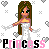 Pixel art of a female character with long brown hair, green eyes, and a white dress, holding a sword, surrounded by gray hearts and X symbols.