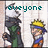 Pixelated anime-style icon with two characters and text reading 'everyone loves the village idiot' across four