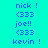 Pixelated text and emoticons on cyan background with blue highlights, showing repeated names and symbols in a