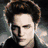 A static buddy icon featuring two side-by-side portraits of a man with dark tousled hair, one on a dark background and one on a light background, with text overlays reading "Edward Prefers Brunettes" and "Don't tell Bella but Edward is a fan!".