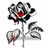 Pixelated black-and-white rose with red blood droplets on white background, green text on black background reads 'May The Blood Stain as You Realize You're wrong at That!!!'