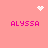 Pink background with four instances of 'ALYSSA' text and three pixelated symbols: a heart, starburst, and dot cluster.