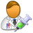Pixelated figure with brown hair wearing white lab coat holding syringe with green liquid and small red-blue object.