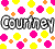 Pixelated graphic with white background, scattered pink and yellow four-petaled flowers, orange crosses, and gray text reading "@Carrie" in stylized font.