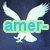 A pixelated eagle with outstretched wings appears over a dark blue background, overlaid by segmented text reading 'amer-ican' and 'eagle'.