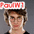 Four pixelated character portraits arranged in a with text overlays: red "PaulW1" top-left, green "Loves" top-right, blue "Harrypotter" bottom-left