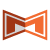 A static pixelated icon featuring a symmetrical bow tie design with brown and orange sections separated by white lines on a gray background.