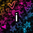 Pixelated icon with colorful heart and star patterns on a dark background, displaying text elements 'i luv' and 'justin'.