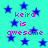 Cyan background with scattered blue stars and repeated pink text reading 'keira is awesome' in pixelated font.