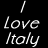 Animated contact sheet showing three variations of "I Love Italy" text in white, orange, and green on black background with gray transparency area.