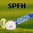 A static image shows a white circular object with blue and yellow elements on a green background, labeled "SPFH" in the top-left corner.