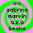=) sabrina marvin a.k.a beans with green and pink spiral background in four identical